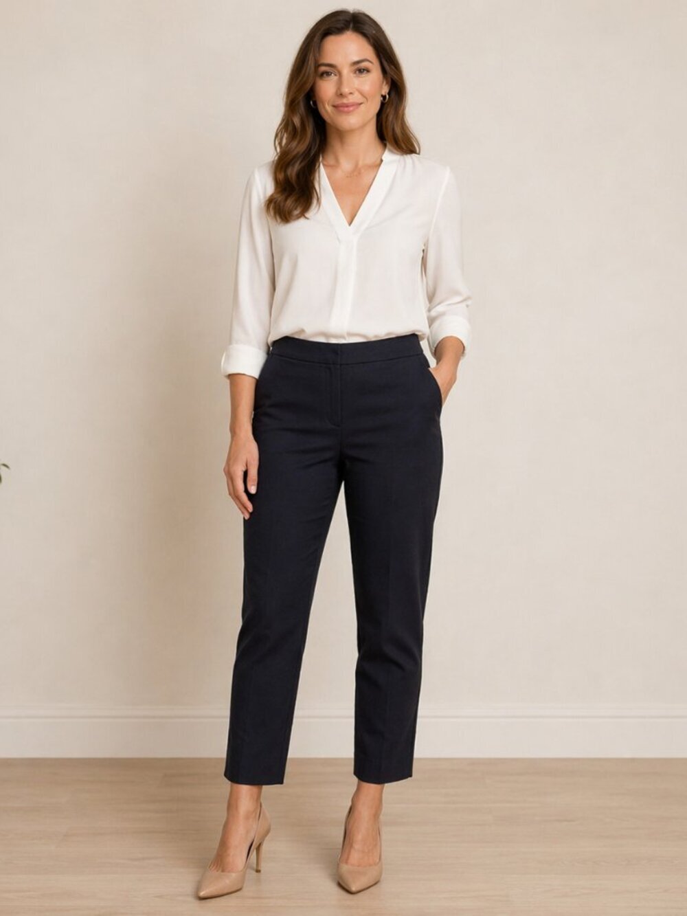 Boden Womens Sz 6R Navy Blue Flat Front Straight Leg Cropped Capri Pants Capris
